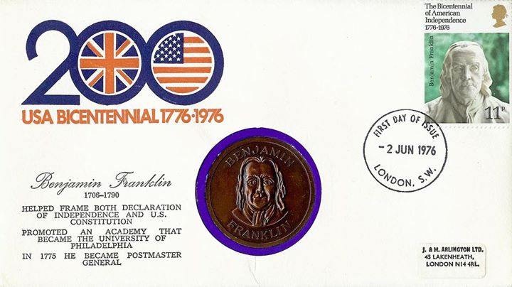 USA Bicentenary: 11p, Benjamin Franklin Medal