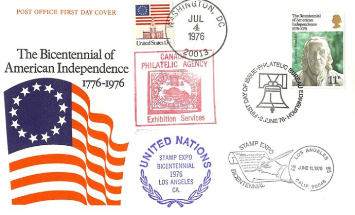 USA Bicentenary: 11p, Multiple Cachet Cover