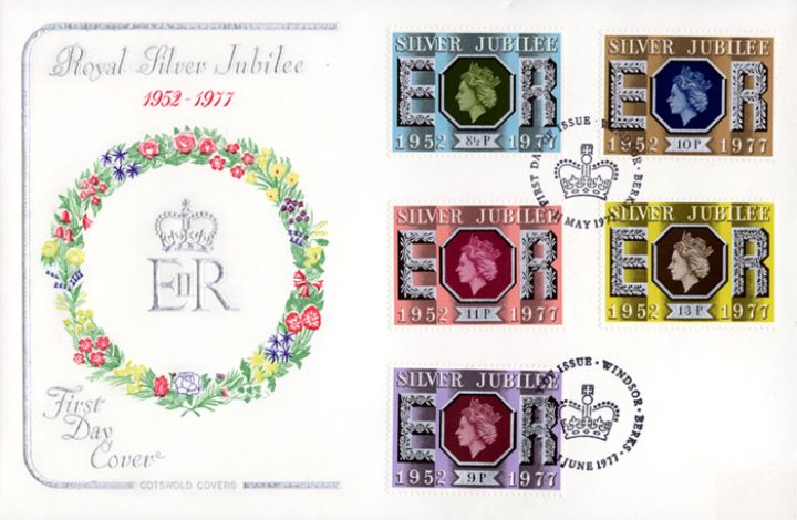 Silver Jubilee: (all 5 values), Double Dated Covers