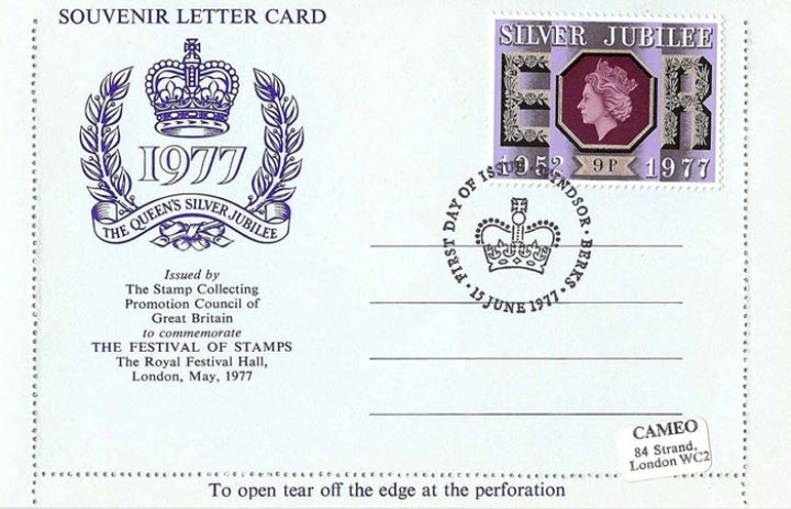 Silver Jubilee:  9p, Souvenir Letter Card