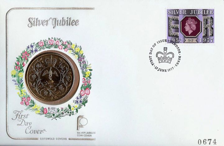 Silver Jubilee:  9p, Coin Cover