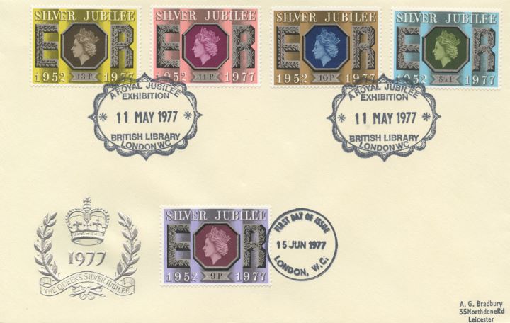 Silver Jubilee: (all 5 values), Double Dated Covers