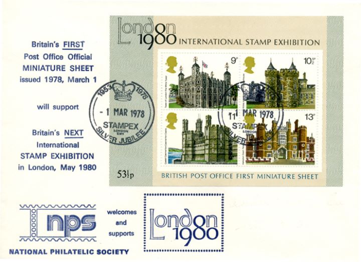 Historic Buildings: Miniature Sheet, National Philatelic Society