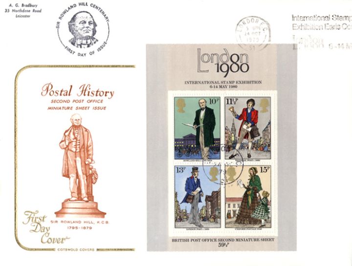 Rowland Hill: Miniature Sheet, Statue of Rowland Hill