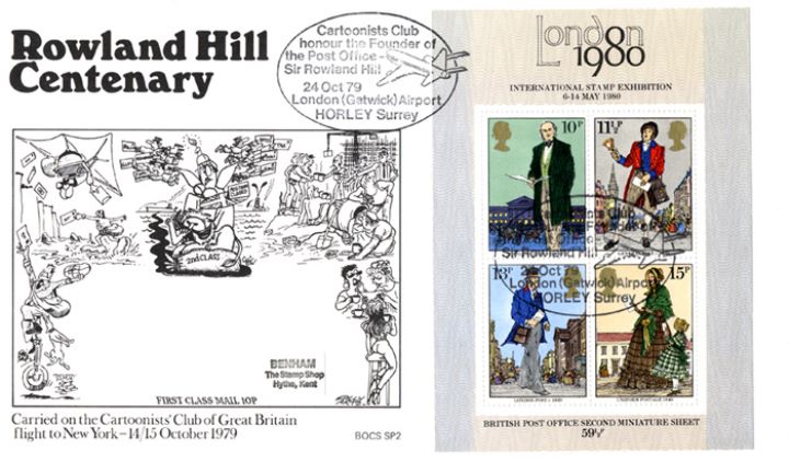 Rowland Hill: Miniature Sheet, Caroonists' Club of Great Britain