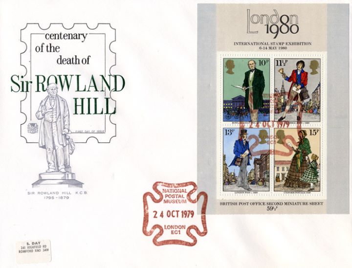 Rowland Hill: Miniature Sheet, Rowland Hill Statue