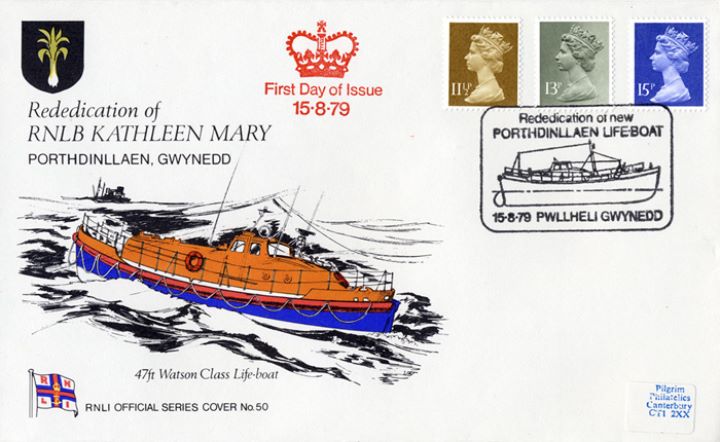 Machins: 11 1/2p, 13p, 15p, Rededication of RNLB Kathleen Mary