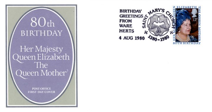 Queen Mother 80th Birthday, Post Office cover