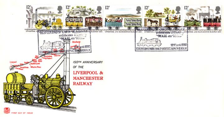 Liverpool & Manchester Rly, The Rocket and Map of Route