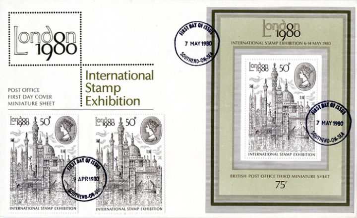 London 1980: Miniature Sheet, Double-dated cover