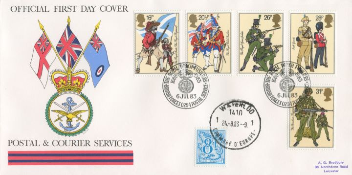 British Army, Double postmarked in Waterloo