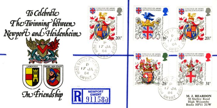 Heraldry, Twinning: Newport and Heidenheim