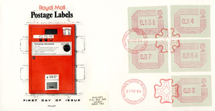 32 values 1/2p to 16p [Frama Labels], Frama Vending Machine