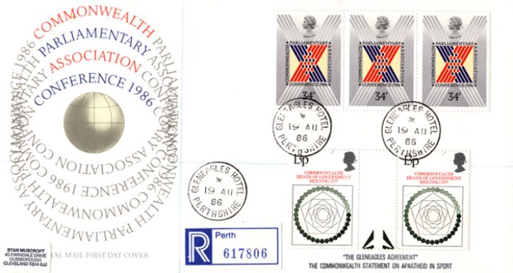 Parliament 1986, Royal Mail covers with cds Postmarks