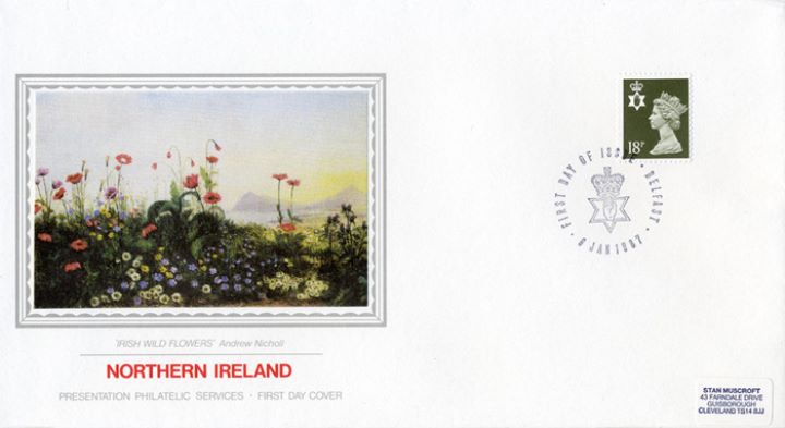 Northern Ireland 18p Olive-green, Irish Wild Flowers