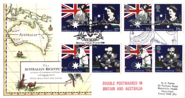 Australian Bicentenary, Early Map of Australia - Double dated covers