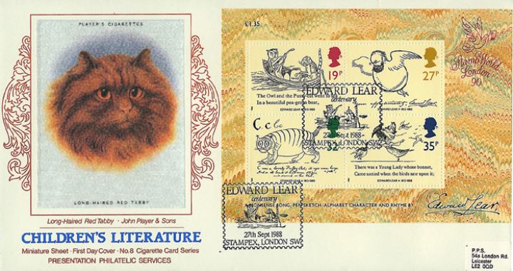 Edward Lear: Miniature Sheet, Long Haired Red Tabby