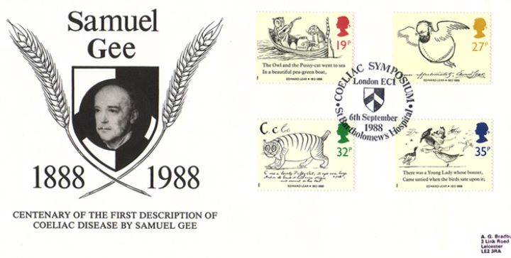 Edward Lear: Stamps, Coeliac Disease by Samuel Gee