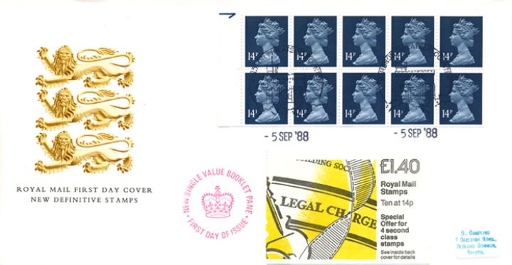 Counter: New Design: £1.40 Legal Charge, Heraldic Lions