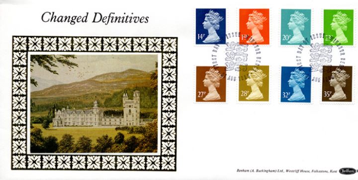 Machins: 14p, 19p, 20p, 23p, 27p, 28p, 32p, 35p, Balmoral Castle