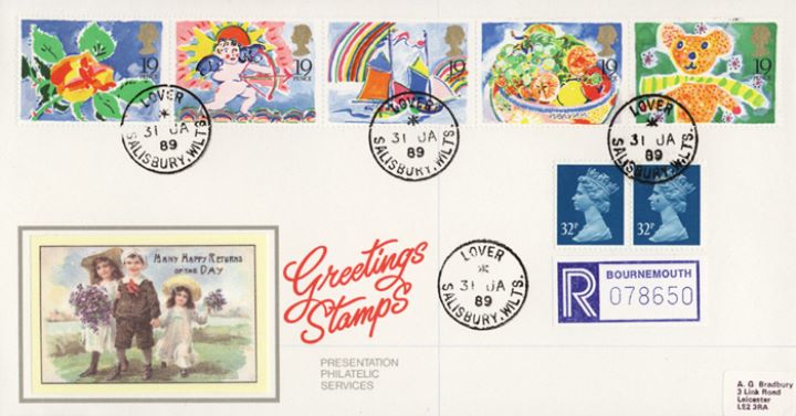 Greetings Stamps, Many Happy Returns