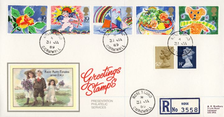 Greetings Stamps, Many Happy Returns