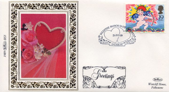 Greetings Stamps, Heart and Flowers