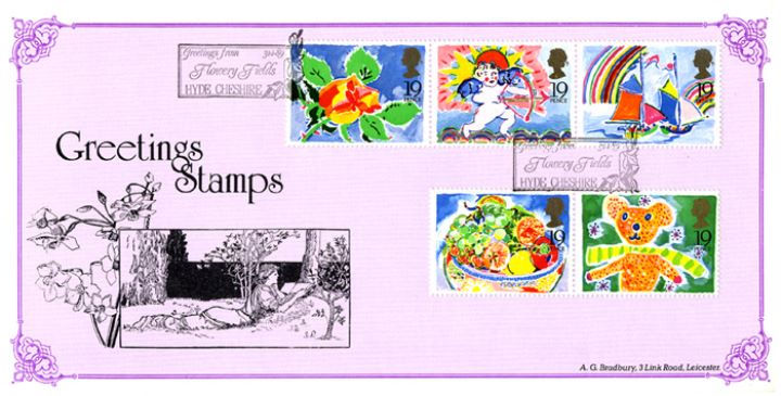 Greetings Stamps, Girl reading book