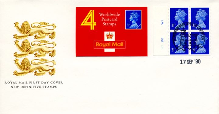 Window: Airmail: £1.24 , Heraldic Lions