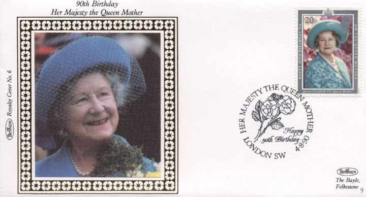 90th Birthday HM The Queen Mother, Queen Mother in Blue Hat