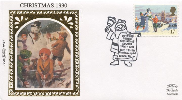 Christmas 1990, Children and Snowman