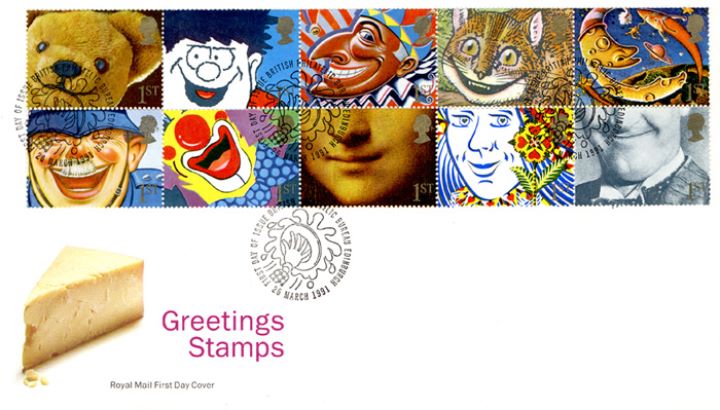 Smiles 1st Class (Greetings), Cheese - special handstamps