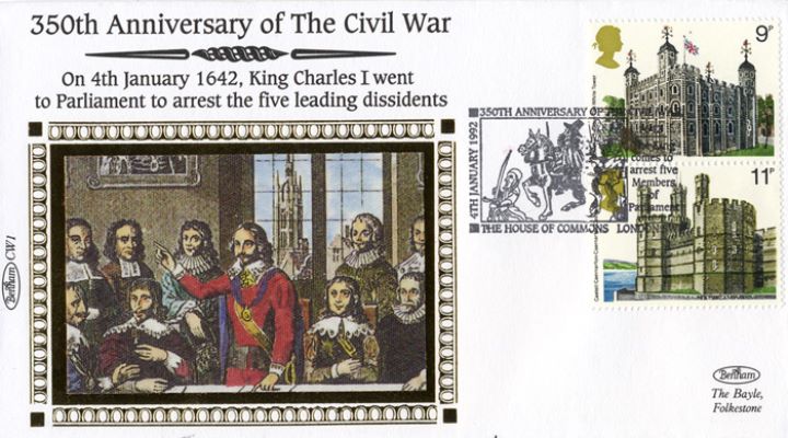 English Civil War, Charles I arrests five leading dissidents