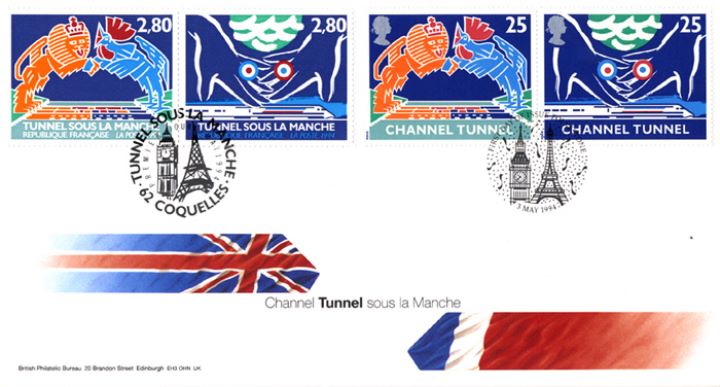 Channel Tunnel, Flags of France and UK