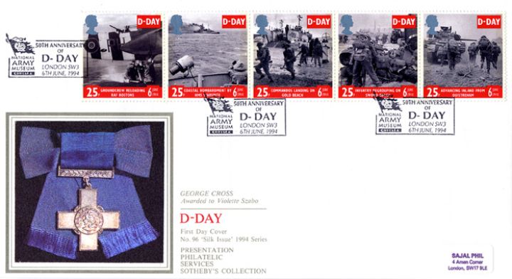 D-Day 50th Anniversary, George Cross awarded to Vilolette Szabo