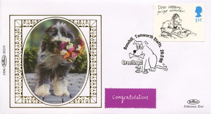 Cartoons (Greetings), Dog with bunch of flowers