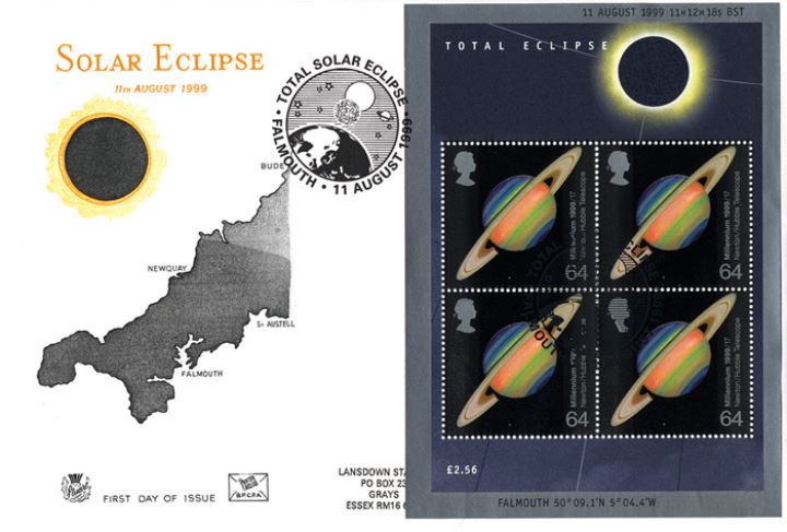 Solar Eclipse: Miniature Sheet, Map of Cornwall