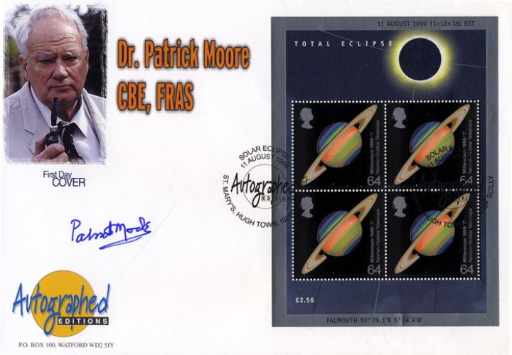 Solar Eclipse: Miniature Sheet, Dr Patrick Moore, CBE, FRAS