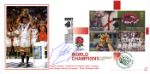Rugby World Cup: Miniature Sheet, Martin Johnson holding World Cup
Autographed By: Martin Johnson (Captain of England Rugby Team (2003 Championships))