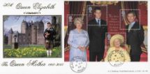 04.08.2000
Queen Mother: Miniature Sheet
Glamis Castle (piper)
Bradbury, LFDC No.191