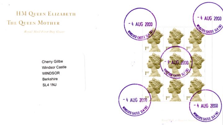 PSB: Queen Mother - Pane 2, Windsor Castle Postmark