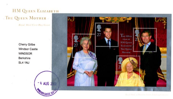 PSB: Queen Mother - Pane 3, Windsor Castle Postmark