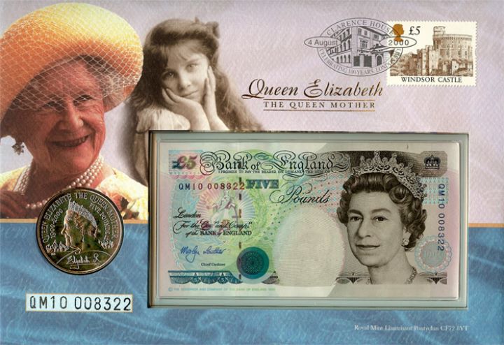 Queen Mother: Miniature Sheet, Bank Note Cover