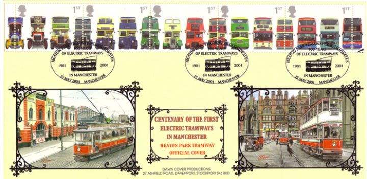 Double Decker Buses: Stamps, Electric Tramways in Manchester