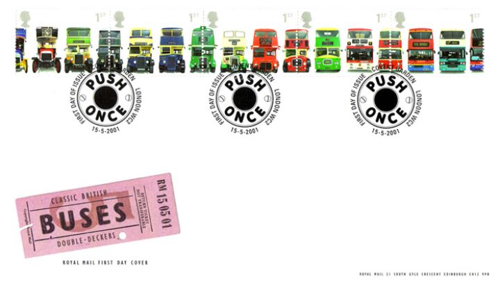 Double Decker Buses: Stamps, Bus Ticket