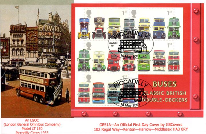 Double Decker Buses: Miniature Sheet, Piccadilly Circus