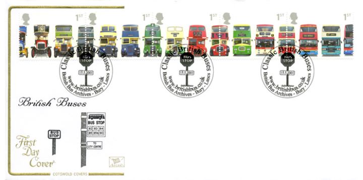 Double Decker Buses: Stamps, Bus Stops