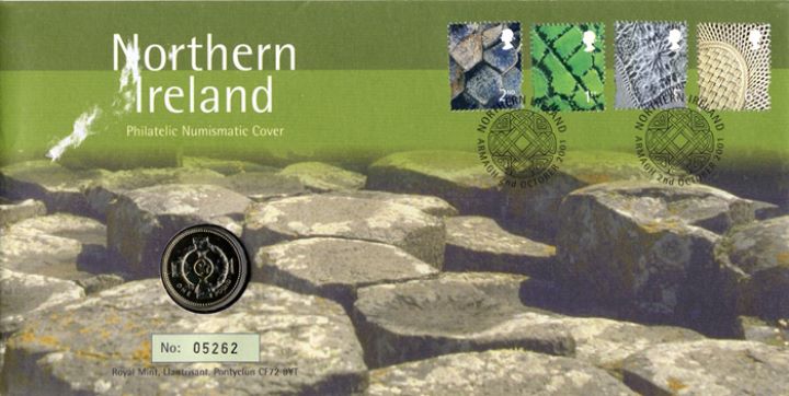 Northern Ireland 2nd, 1st, E, 65p, £1 Coin Cover