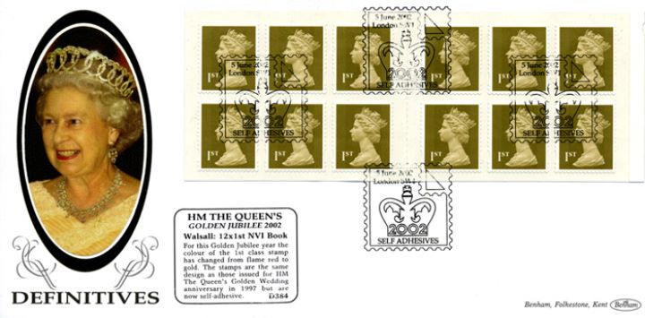 Self Adhesive: Gold Stamps: 12 x 1st, H M The Queen