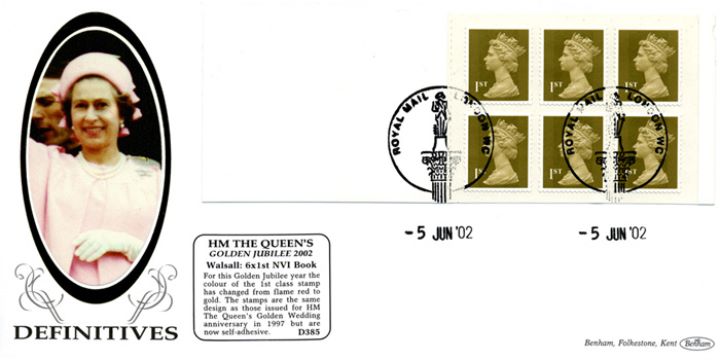 Self Adhesive: Gold Stamps: 6 x 1st, H M The Queen